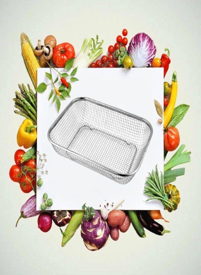 Krizkey Drain Basket Steel Big Drip Tray Kitchen Drying Stand Mesh Sink Rectangle Basket Mesh Fruits, Vegetable, Drainer Washer - Image 2